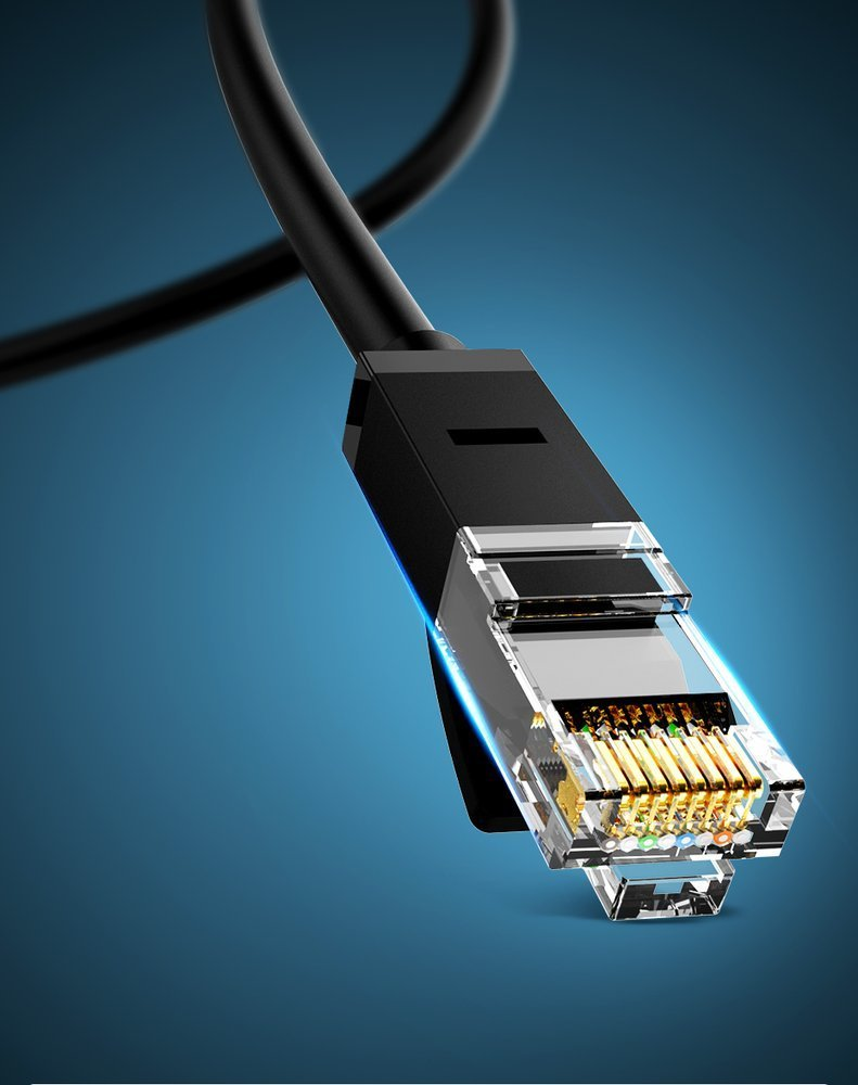 Ugreen kabelis interneto tinklo kabelis Ethernet patchcord RJ45 Cat 6 UTP 1000Mbps 20m juodas (20166)