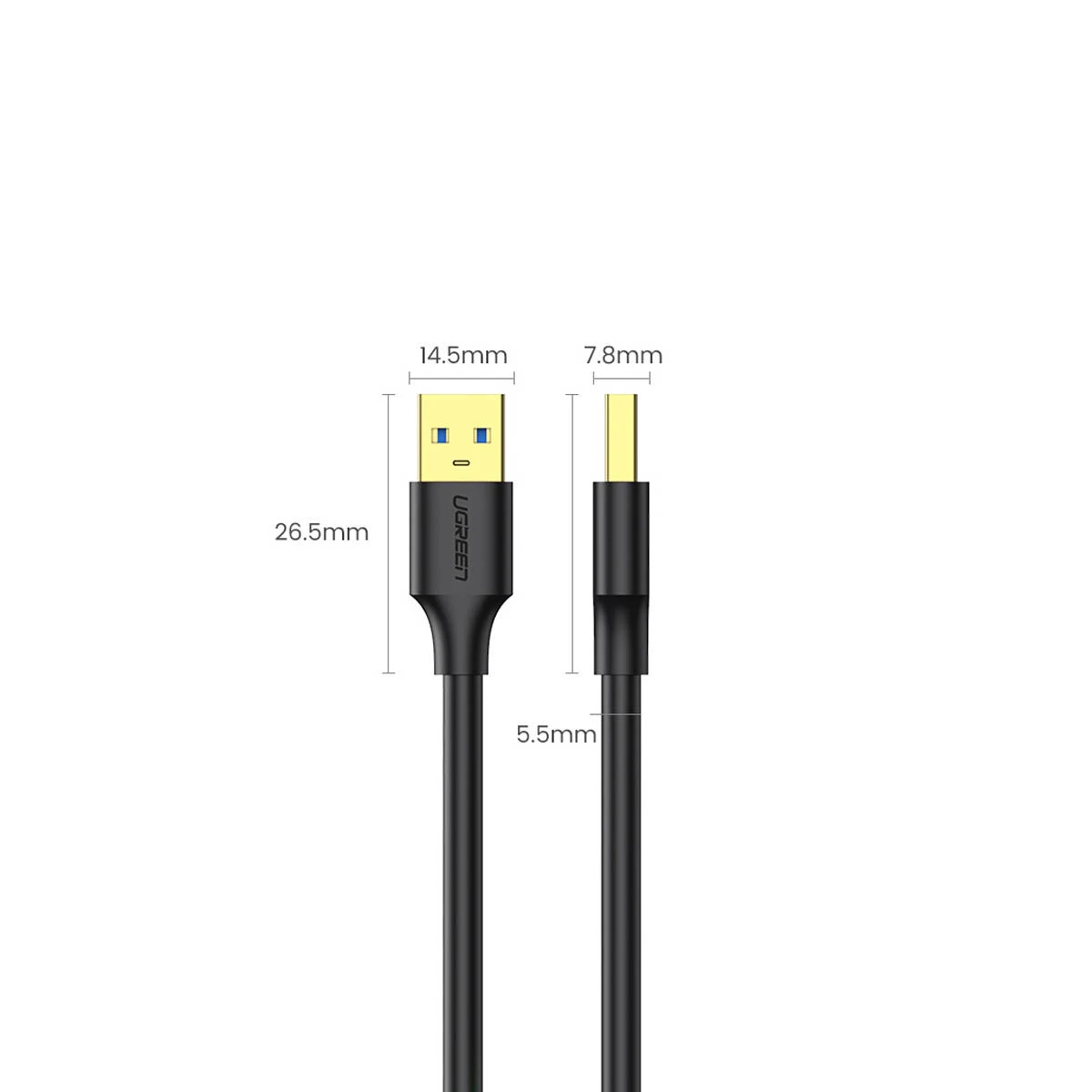 USB 3.0 AA kabelis UGREEN 0.5 m (juodas)
