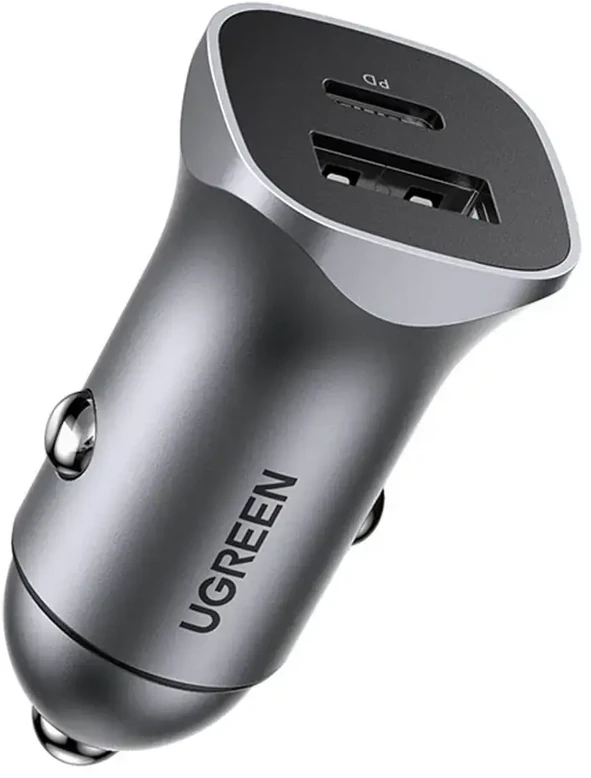 Automobilinis įkroviklis Ugreen CD130 USB-C/USB-A 30W pilkas