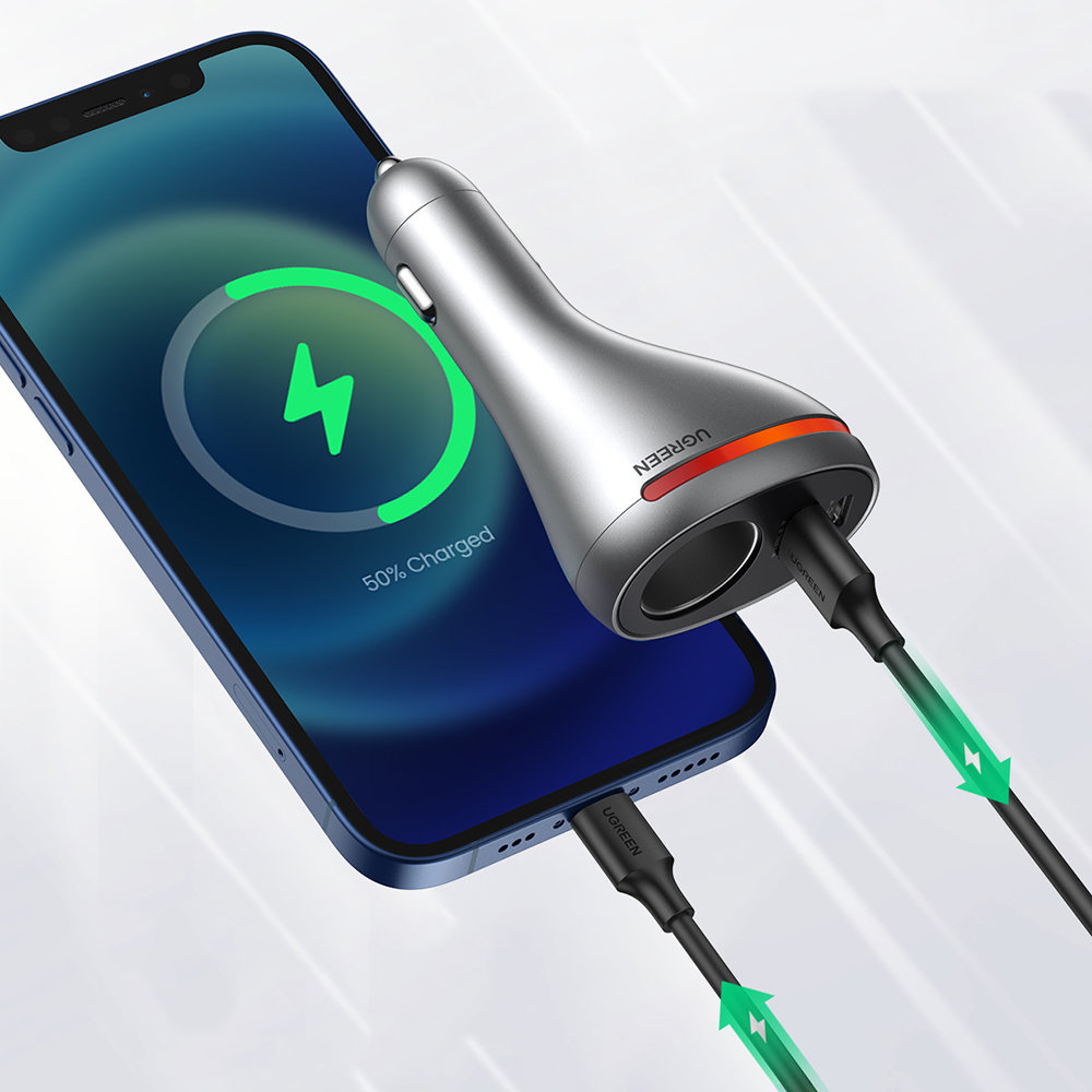 Automobilinis telefonų kroviklis UGREEN CD204, USB, USB-C, 84 W