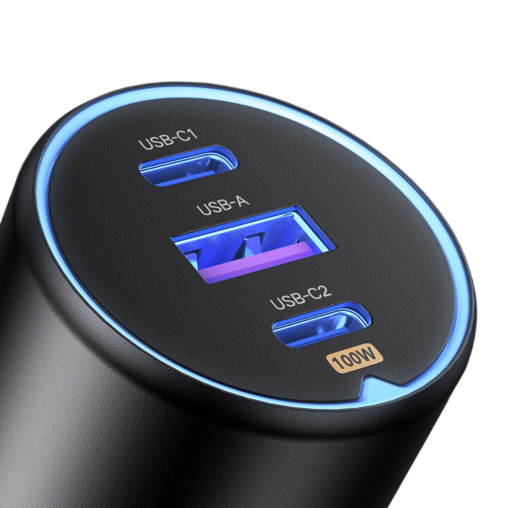 Atomobilnis įkroviklis UGREEN CD293, 2XUSB-C PD+ USB-A 130W juodos spalvos