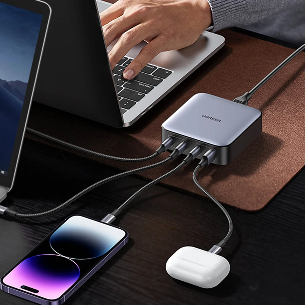 Įkroviklis UGREEN CD328 Nexode, 3x USB-C, USB-A, GaN, 100 W
