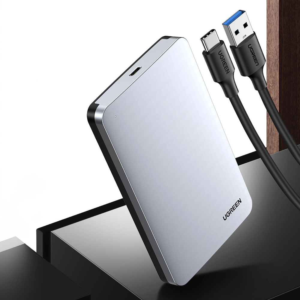 Ugreen CM300 70499 skyrius 2,5'' SATA 3.0 6Gbps kietasis diskas – pilkas + USB-C – USB-C laidas 0,5 m