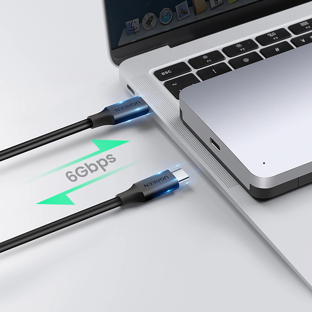 Ugreen CM300 70499 skyrius 2,5'' SATA 3.0 6Gbps kietasis diskas – pilkas + USB-C – USB-C laidas 0,5 m