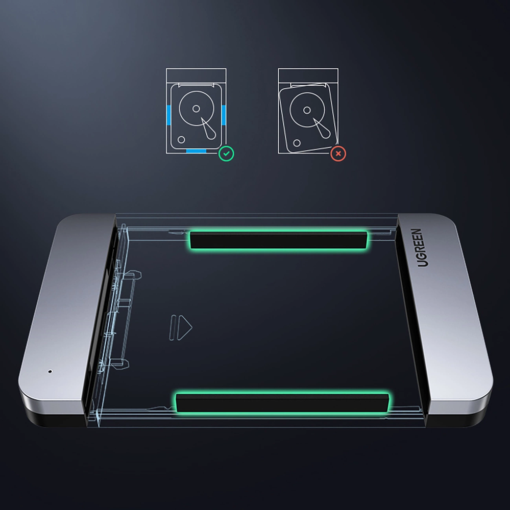 Ugreen CM300 70499 skyrius 2,5'' SATA 3.0 6Gbps kietasis diskas – pilkas + USB-C – USB-C laidas 0,5 m