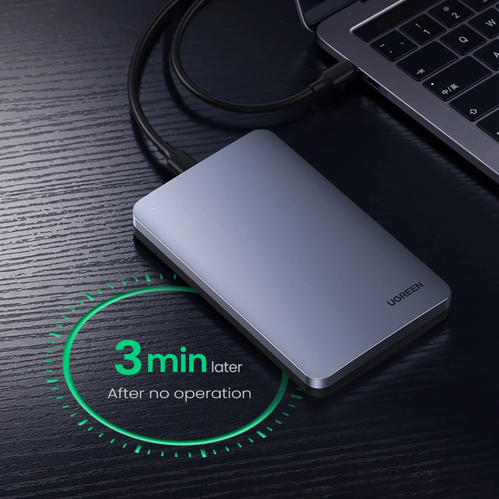 Ugreen CM300 70499 skyrius 2,5'' SATA 3.0 6Gbps kietasis diskas – pilkas + USB-C – USB-C laidas 0,5 m