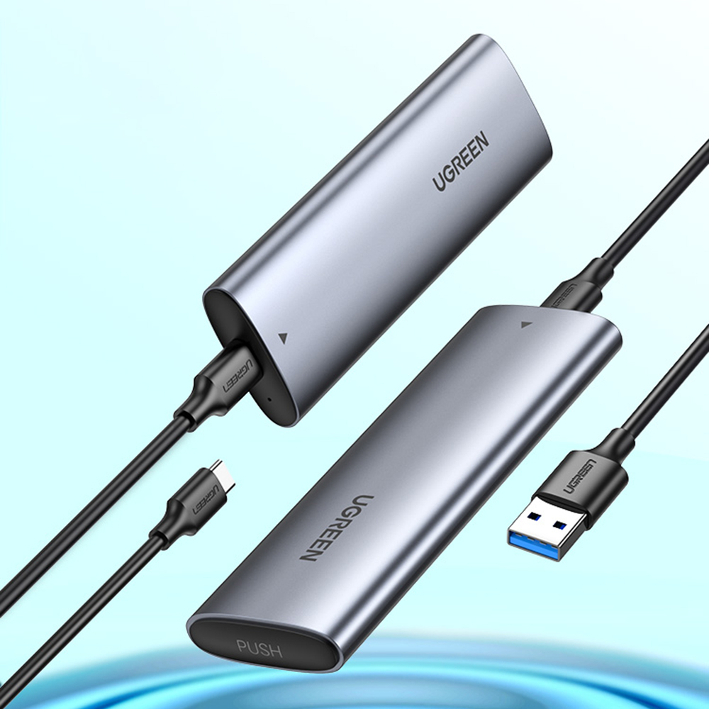 Ugreen Išorinis korpusas SSD M.2 NGFF SATA 3.0 5Gbps (USB-C lizdas), pilkas