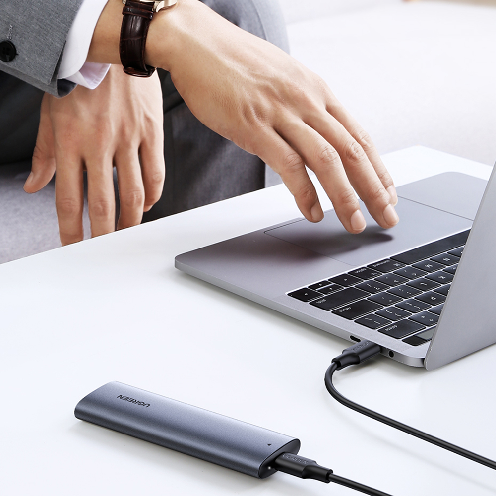 Ugreen Išorinis korpusas SSD M.2 NGFF SATA 3.0 5Gbps (USB-C lizdas), pilkas