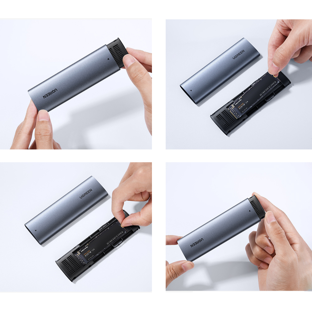 Ugreen Išorinis korpusas SSD M.2 NGFF SATA 3.0 5Gbps (USB-C lizdas), pilkas