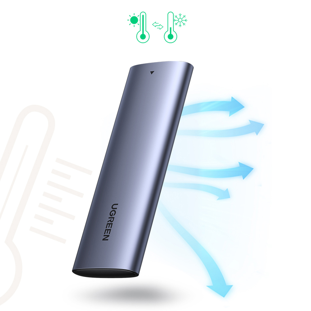 Ugreen Išorinis korpusas SSD M.2 NGFF SATA 3.0 5Gbps (USB-C lizdas), pilkas