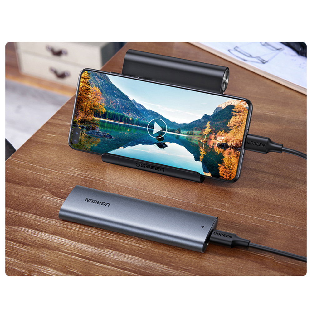 Ugreen Išorinis korpusas SSD M.2 NGFF SATA 3.0 5Gbps (USB-C lizdas), pilkas
