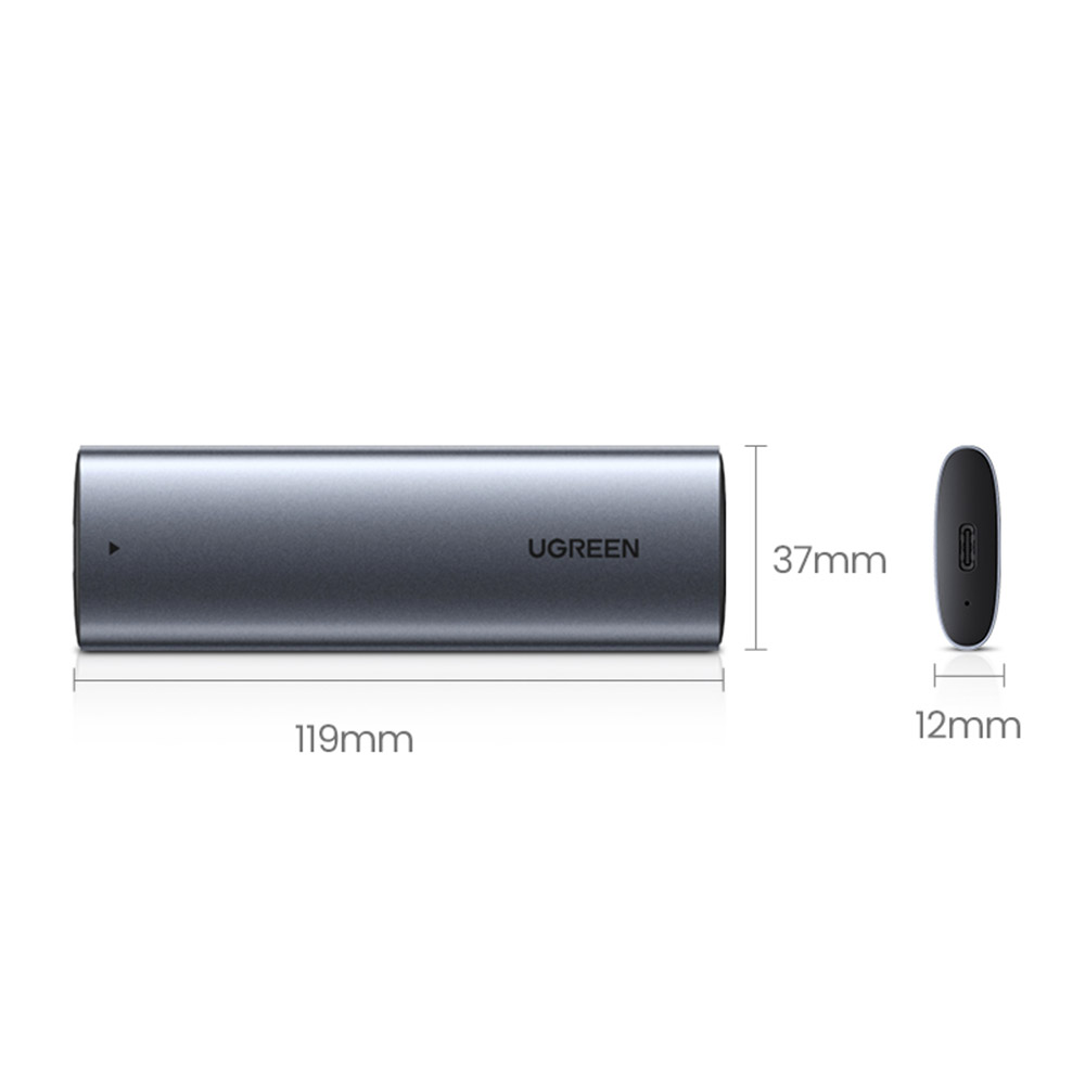 Ugreen Išorinis korpusas SSD M.2 NGFF SATA 3.0 5Gbps (USB-C lizdas), pilkas