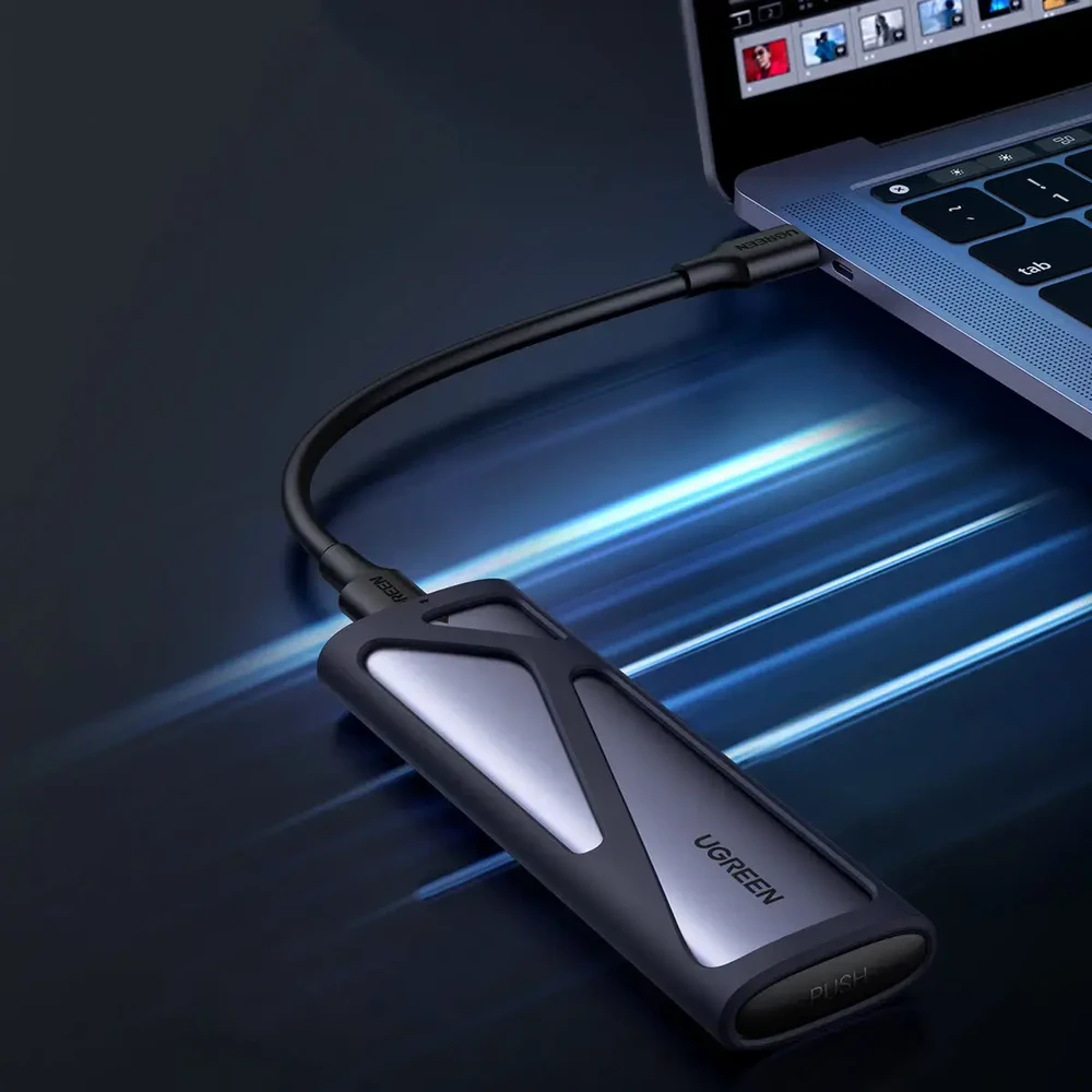 UGREEN CM400 M.2 SSD namas, NVMe, SATA, 10 Gbps, USB-C (šürke)