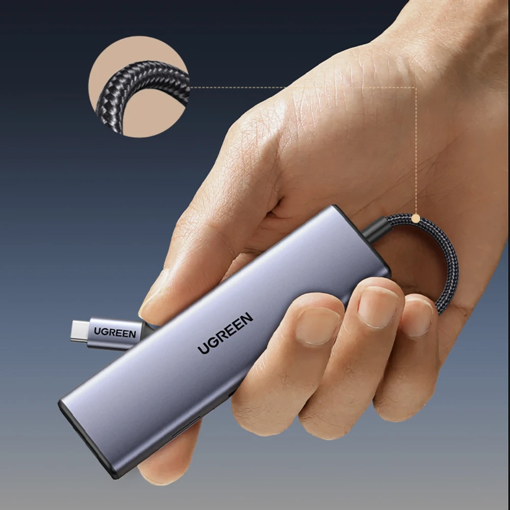 Adapteris Ugreen CM498 USB-C, 2 x USB-A + USB-C + HDMI + SD / TF + PD