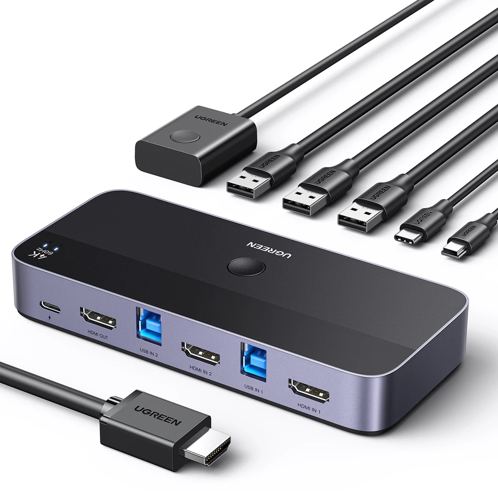Ugreen CM664 KVM komutatorius su HDMI ir USB jungtimis