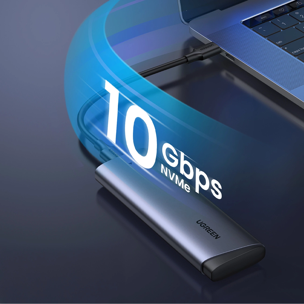 Ugreen CM767 M.2 NVMe PCIe SSD Disk Dėklas - sidabro spalvos