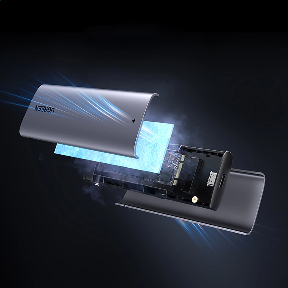 Ugreen CM767 M.2 NVMe/SATA SSD Disk Dėklas - sidabro spalvos