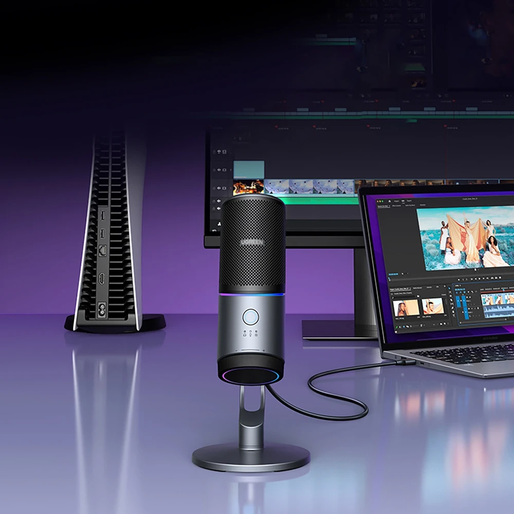 Ugreen Stalinis USB-C mikrofonas 24bit/96kHz su RGB apšvietimu