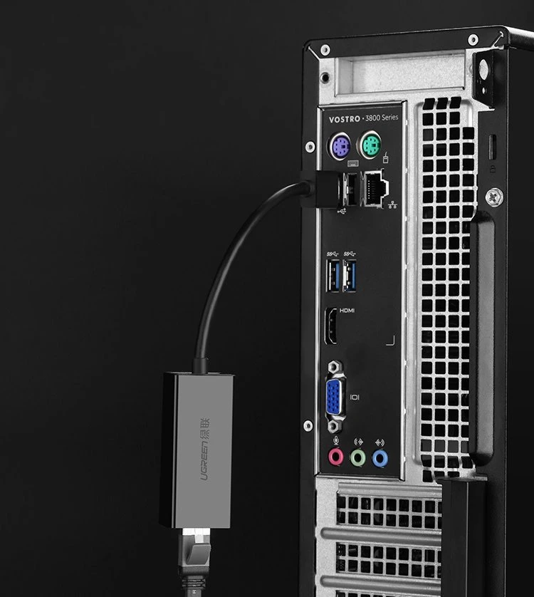 Ugreen Adapteris tinklo USB-A 2.0 - RJ45 10/100Mbit/s, juodas