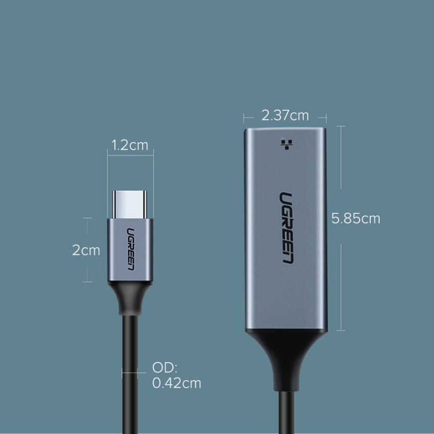 UGREEN adapteris su USB-C - RJ45 jungtimis, Gigabit Ethernet