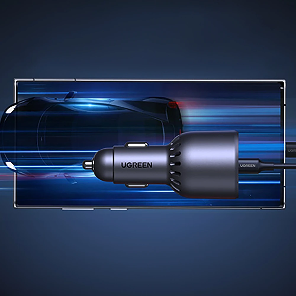 Ugreen 130W 3-Port Fast Car Char pilka Ausinės, Mobilus kompiuteris, Mobilusis telefonas, , Išorinė baterija, Telefonas Pilka Cigarų pridegiklis Automatinis