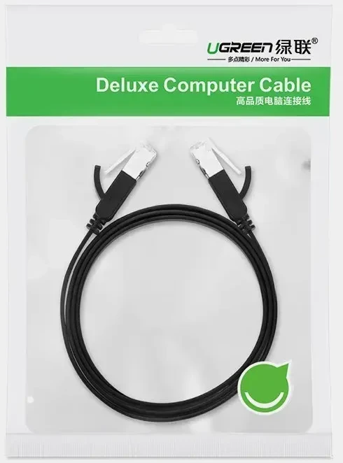 Ugreen 50185 Ethernet LAN tinklo kabelis | Cat6 | UTP | plokščias | 1 Gbps | 2 m | juodas