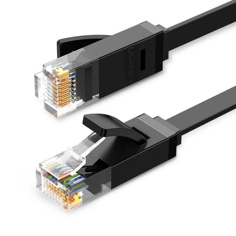UGREEN Ethernet RJ45 plokščiojo tinklo kabelis, Cat.6, UTP, 15m (juodas)