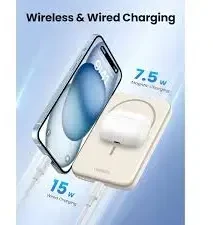 LiPo išorinis akumuliatorius (Powerbank) 5000mAh 15W bevielis QI 7.5W, su magnetu Magsafe PB560 UGREEN