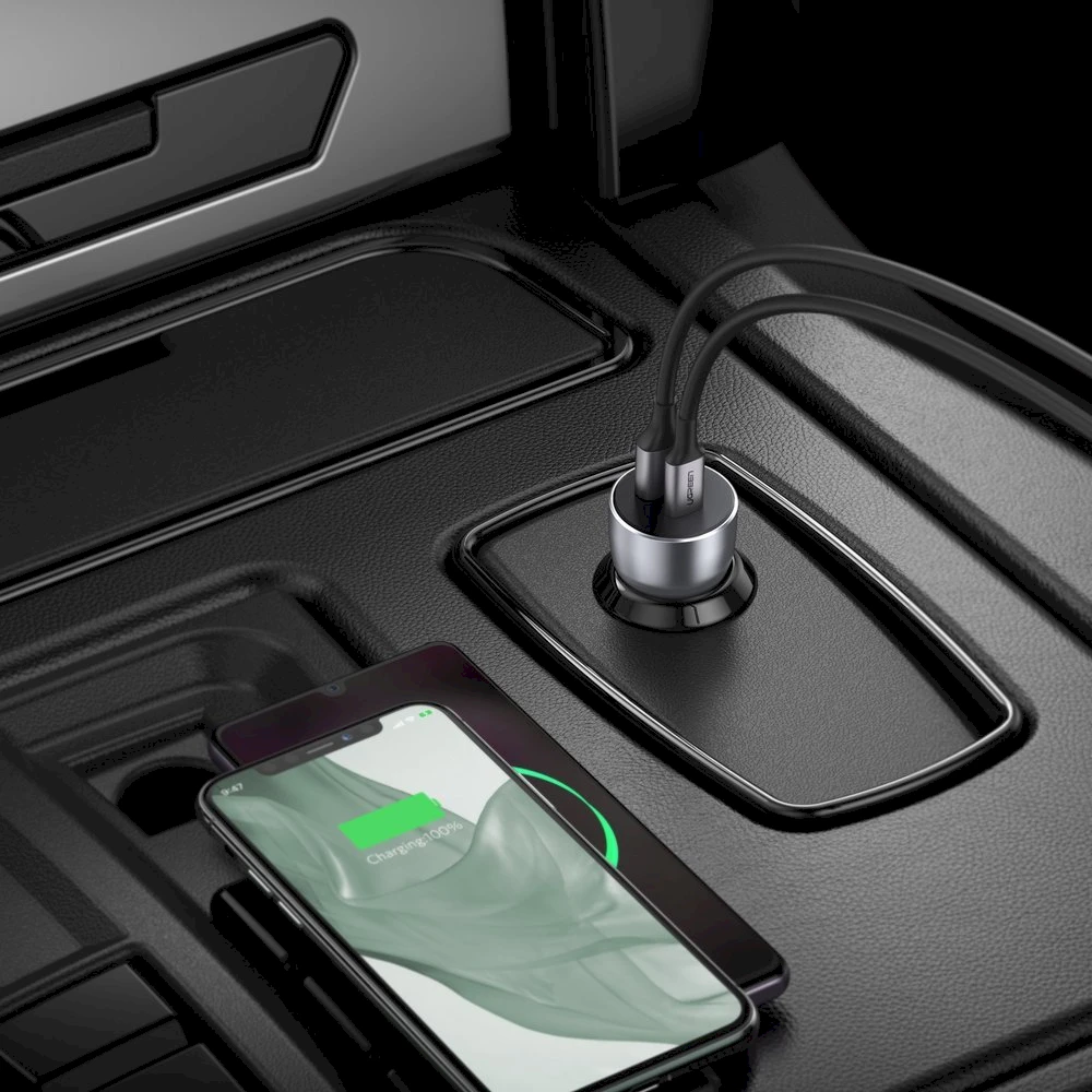 Automobilinis įkroviklis Ugreen CD213 USB-C/USB-A 36W pilkas