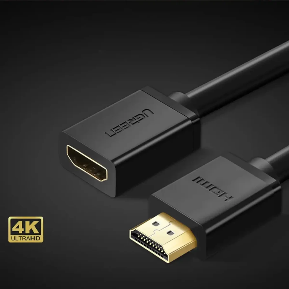 Ugreen HD107 10141 HDMI (kištukas) - HDMI (lizdas) 4K kabelis 1 m - juodas