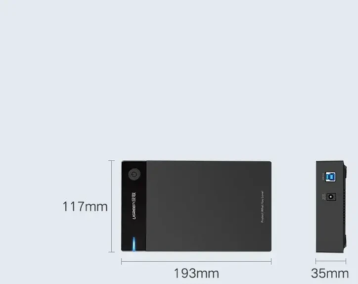 UGREEN nešiojamas išorinis HDD korpusas 3.5" / 2.5" SATA SSD/HDD, USB 3.0, SATA III, UASP, 5 Gb/s (50422)