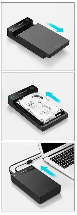 UGREEN nešiojamas išorinis HDD korpusas 3.5" / 2.5" SATA SSD/HDD, USB 3.0, SATA III, UASP, 5 Gb/s (50422)