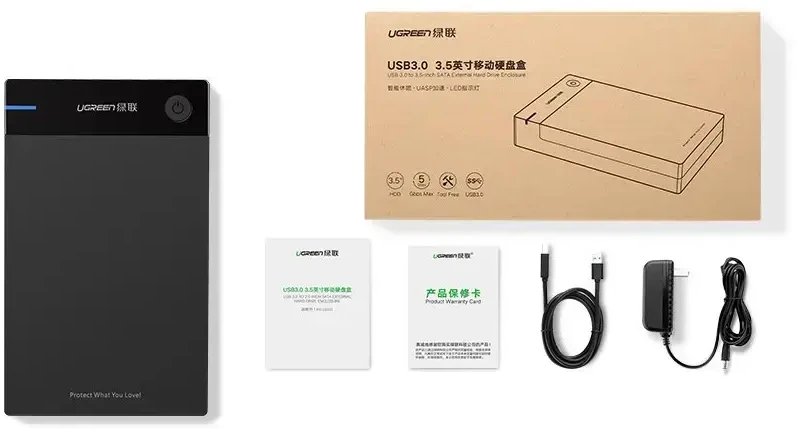 UGREEN nešiojamas išorinis HDD korpusas 3.5" / 2.5" SATA SSD/HDD, USB 3.0, SATA III, UASP, 5 Gb/s (50422)