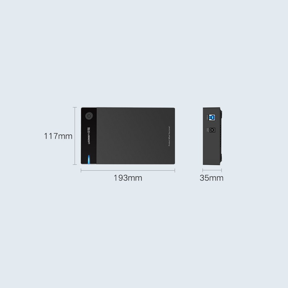 UGREEN nešiojamas išorinis HDD korpusas 3.5" / 2.5" SATA SSD/HDD, USB 3.0, SATA III, UASP, 5 Gb/s (50422)