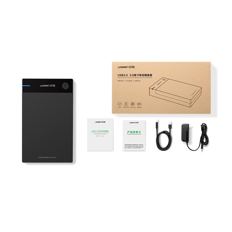 UGREEN nešiojamas išorinis HDD korpusas 3.5" / 2.5" SATA SSD/HDD, USB 3.0, SATA III, UASP, 5 Gb/s (50422)