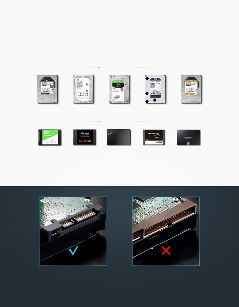 UGREEN nešiojamas išorinis HDD korpusas 3.5" / 2.5" SATA SSD/HDD, USB 3.0, SATA III, UASP, 5 Gb/s (50422)