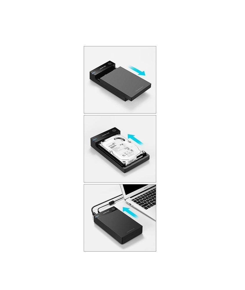 UGREEN nešiojamas išorinis HDD korpusas 3.5" / 2.5" SATA SSD/HDD, USB 3.0, SATA III, UASP, 5 Gb/s (50422)