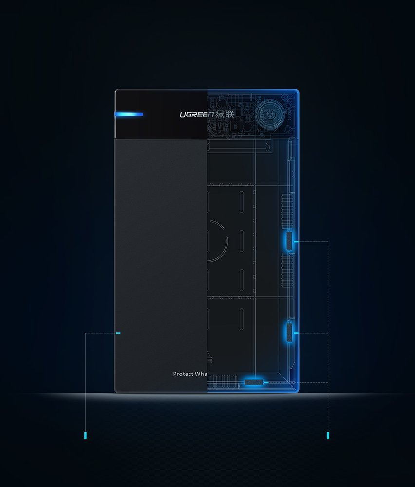 UGREEN nešiojamas išorinis HDD korpusas 3.5" / 2.5" SATA SSD/HDD, USB 3.0, SATA III, UASP, 5 Gb/s (50422)
