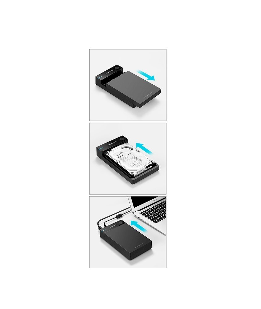 UGREEN nešiojamas išorinis HDD korpusas 3.5" / 2.5" SATA SSD/HDD, USB 3.0, SATA III, UASP, 5 Gb/s (50422)