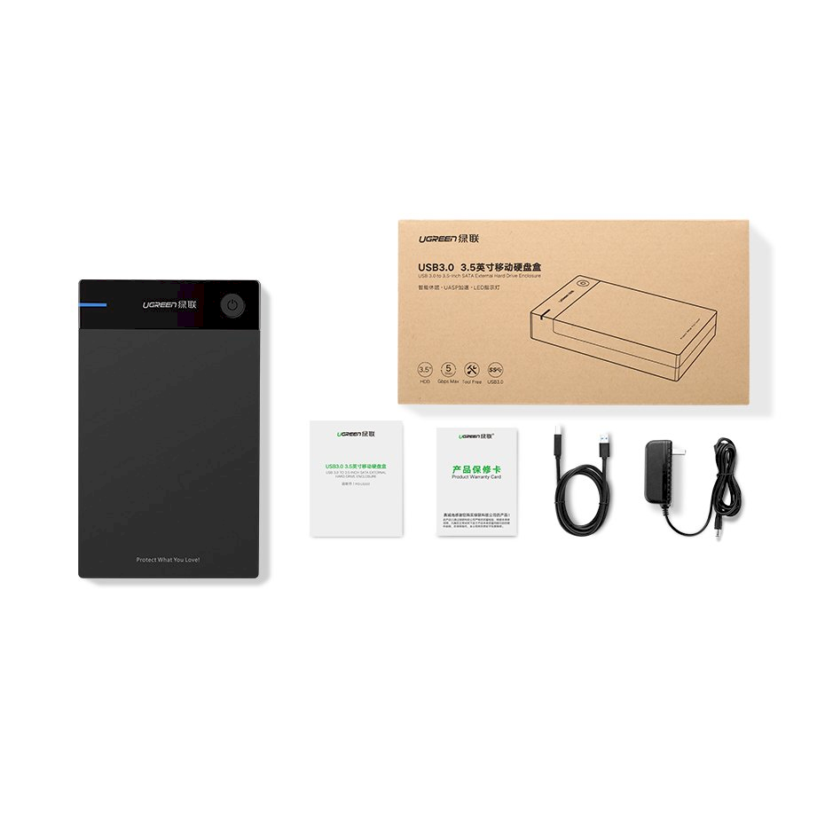 UGREEN nešiojamas išorinis HDD korpusas 3.5" / 2.5" SATA SSD/HDD, USB 3.0, SATA III, UASP, 5 Gb/s (50422)