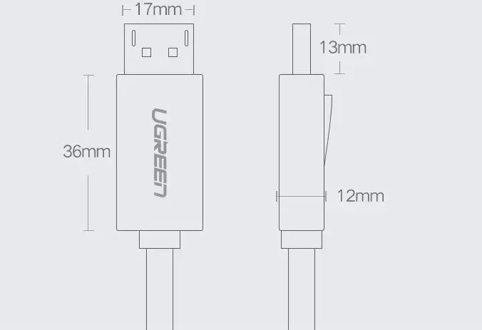 Kabelis Ugreen DP102 DisplayPort į DisplayPort, 2.0m