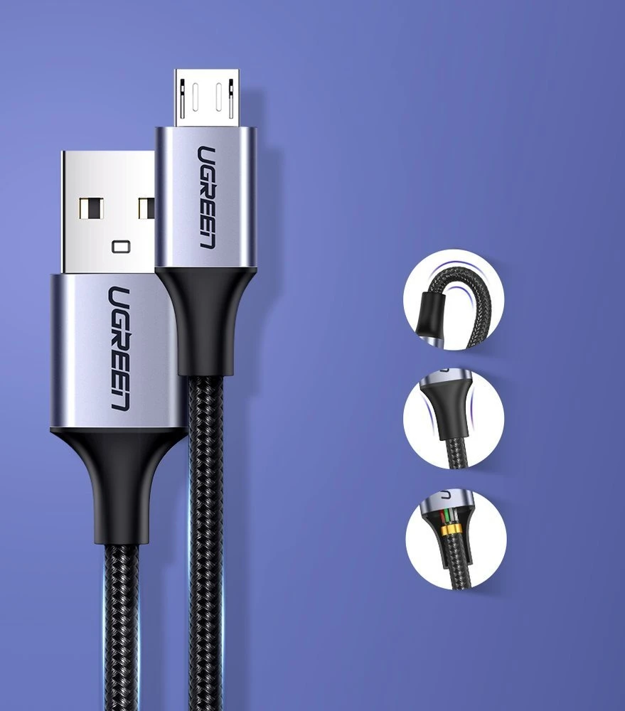 UGREEN micro USB laidas QC 3.0 2.4A 0.5m