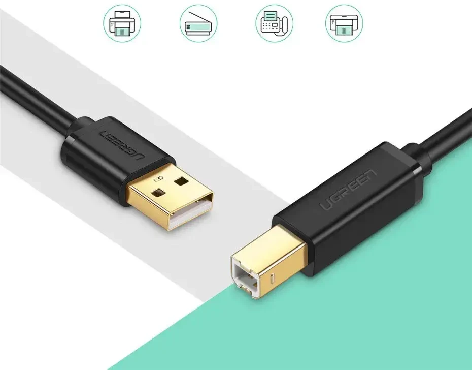 Ugreen kabelis USB - USB tipo B laidas (spausdintuvo kabelis) 3m juodas (10351)