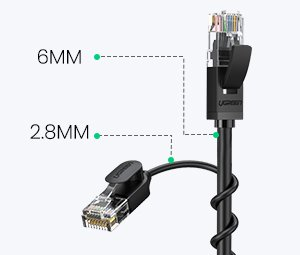 UGREEN NW122 Ethernet kabelis RJ45, Cat.6A, UTP, 1m (juodas)
