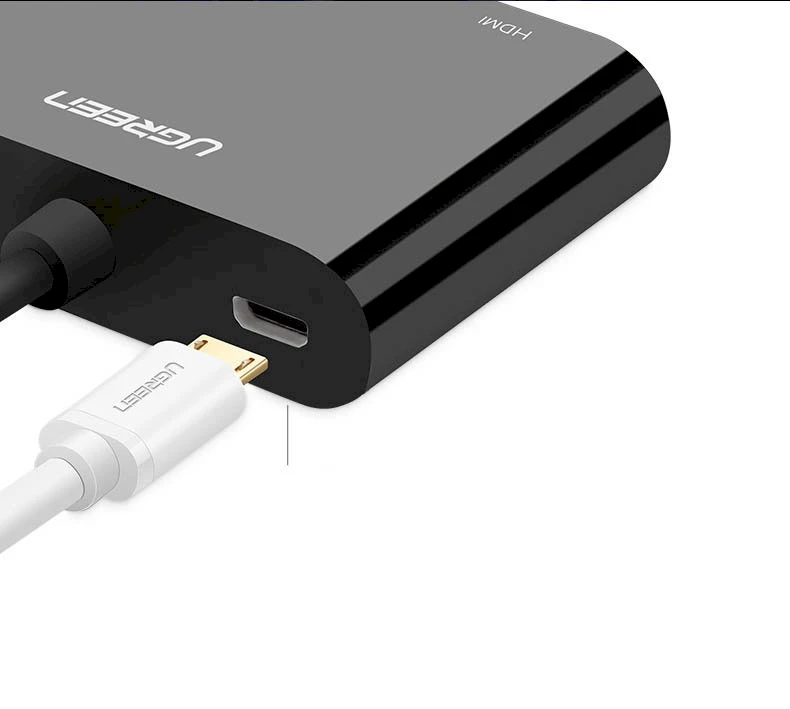 Ugreen adapterio keitiklis HDMI – VGA/HDMI + mini jack 3,5 mm juodas (CM101)