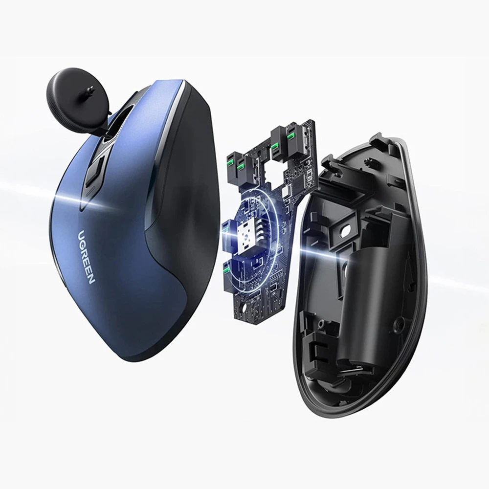 Ugreen MU006 belaidė optinė pelė USB 2.4GHz / Bluetooth 5.0 4000 DPI - mėlynos spalvos