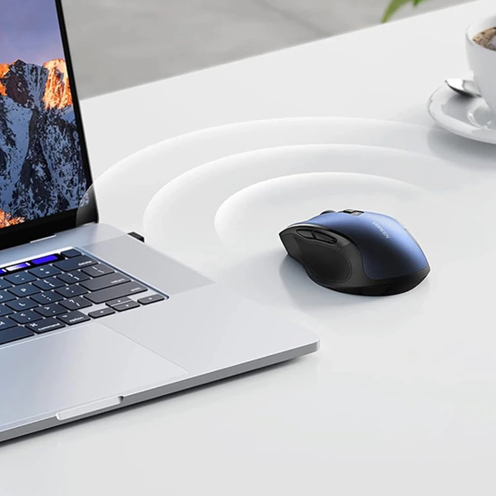 Ugreen MU006 belaidė optinė pelė USB 2.4GHz / Bluetooth 5.0 4000 DPI - mėlynos spalvos