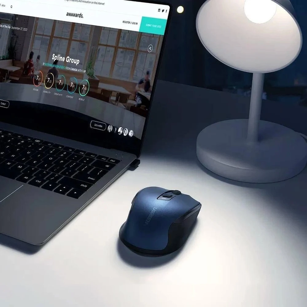 Ugreen MU006 belaidė optinė pelė USB 2.4GHz / Bluetooth 5.0 4000 DPI - mėlynos spalvos