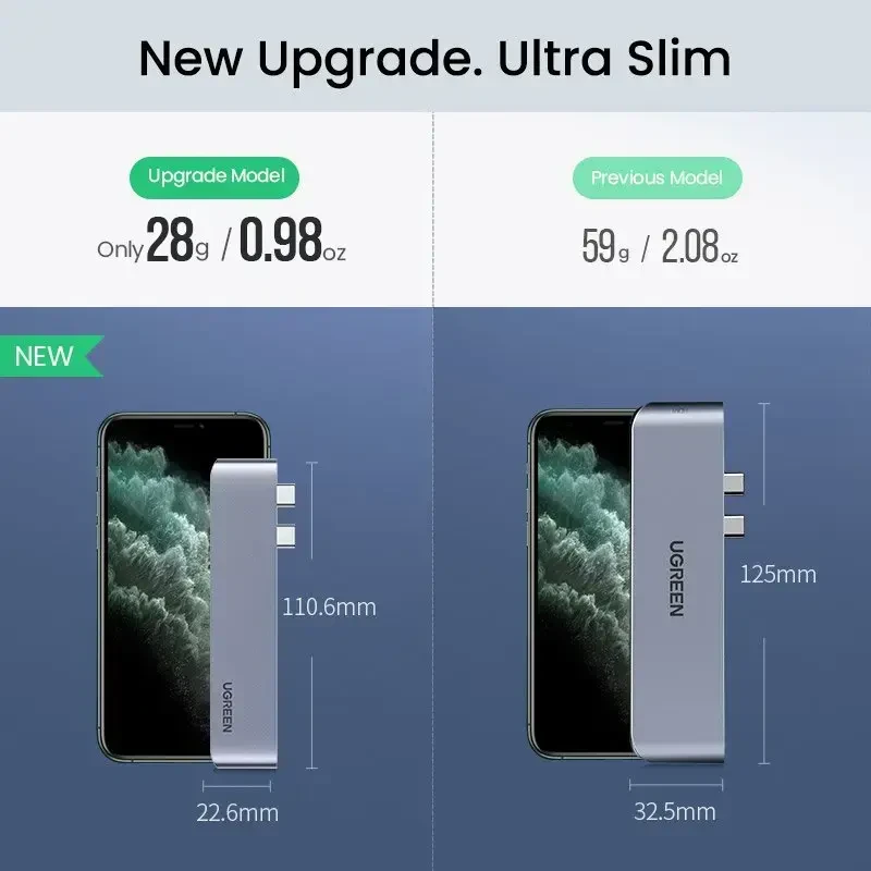 Ugreen 60559 USB-C į USB-C šakotuvas | HDMI | 3x USB 3.0 | 100W | pilkas