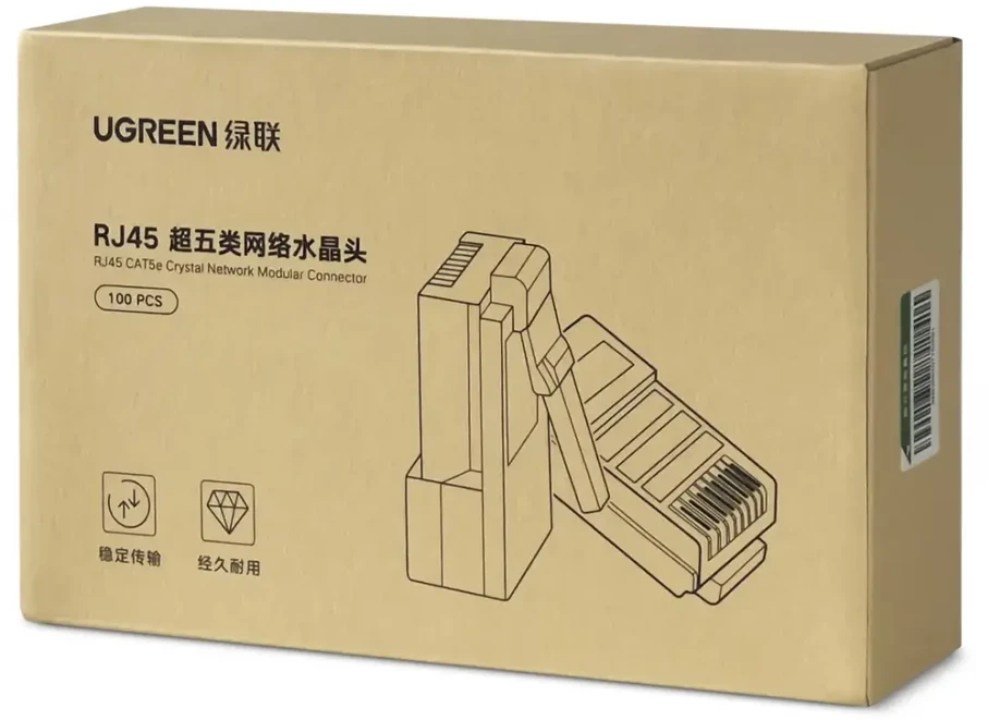 UGREEN NW110 Ethernet, RJ45 kištukas, 8P 8C, Cat.5 5e, UTP (100 vnt.)